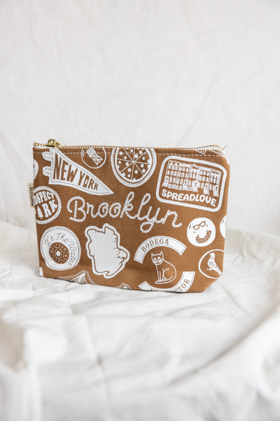 Maptote Brooklyn Pins & Patches Zip Pouch Caramel